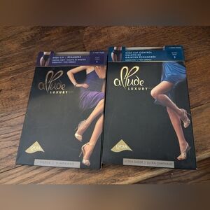 Allude Luxury Pantyhose, High Cut Control Back And Nude 2 Pairs Size B New